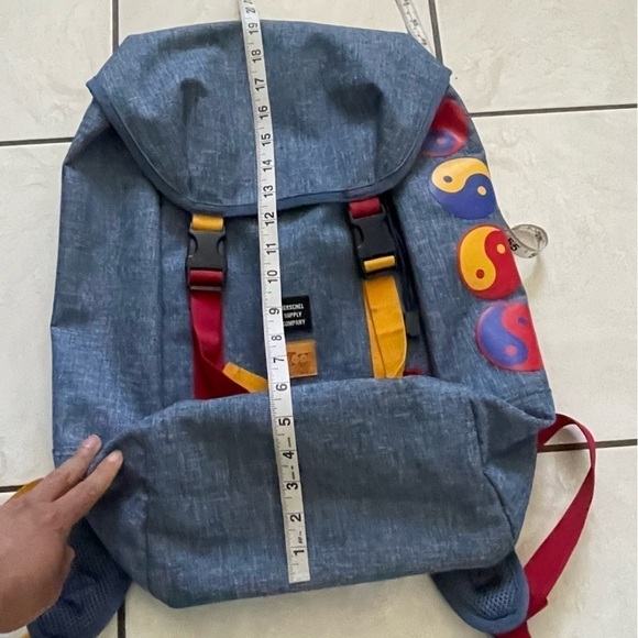 Herschel Supply & Co Y2K Backpack Yin Yang Pattern Vintage Blue Red Yellow - Picture 15 of 16